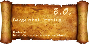 Bergenthal Orsolya névjegykártya